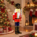 RUIE Lighted Christmas Nutcracker, 5 ft Outdoor Holiday Figure with 100 Warm White LED Lights, Glitter Sword, Metal Frame and Long Cord