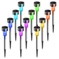 Rirool 12 Pack Solar Pathway Lights Outdoor, Stainless Steel Waterproof LED Landscape Lighting, Auto On/Off Garden Stake Lights for Yard Walkway Lawn, Multicolor