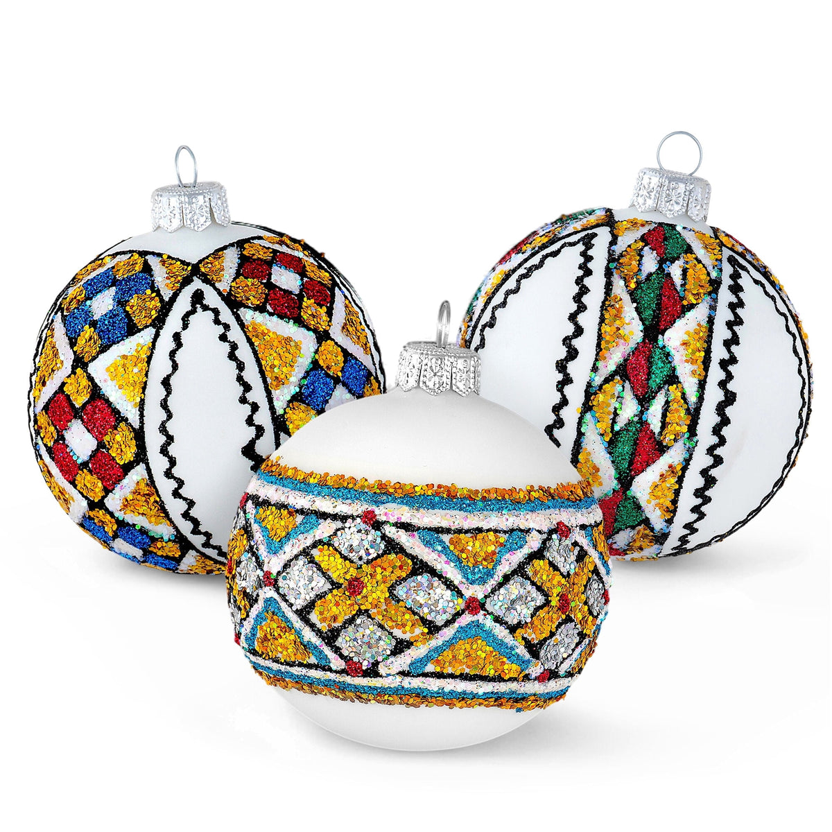 STPgoods Vintage Lanterns Glass Christmas Ball Ornament Set 2 Pcs 3.94" Hand-Painted Christmas Tree Ornaments Christmas Tree Hanging Decoration, Blue Pink
