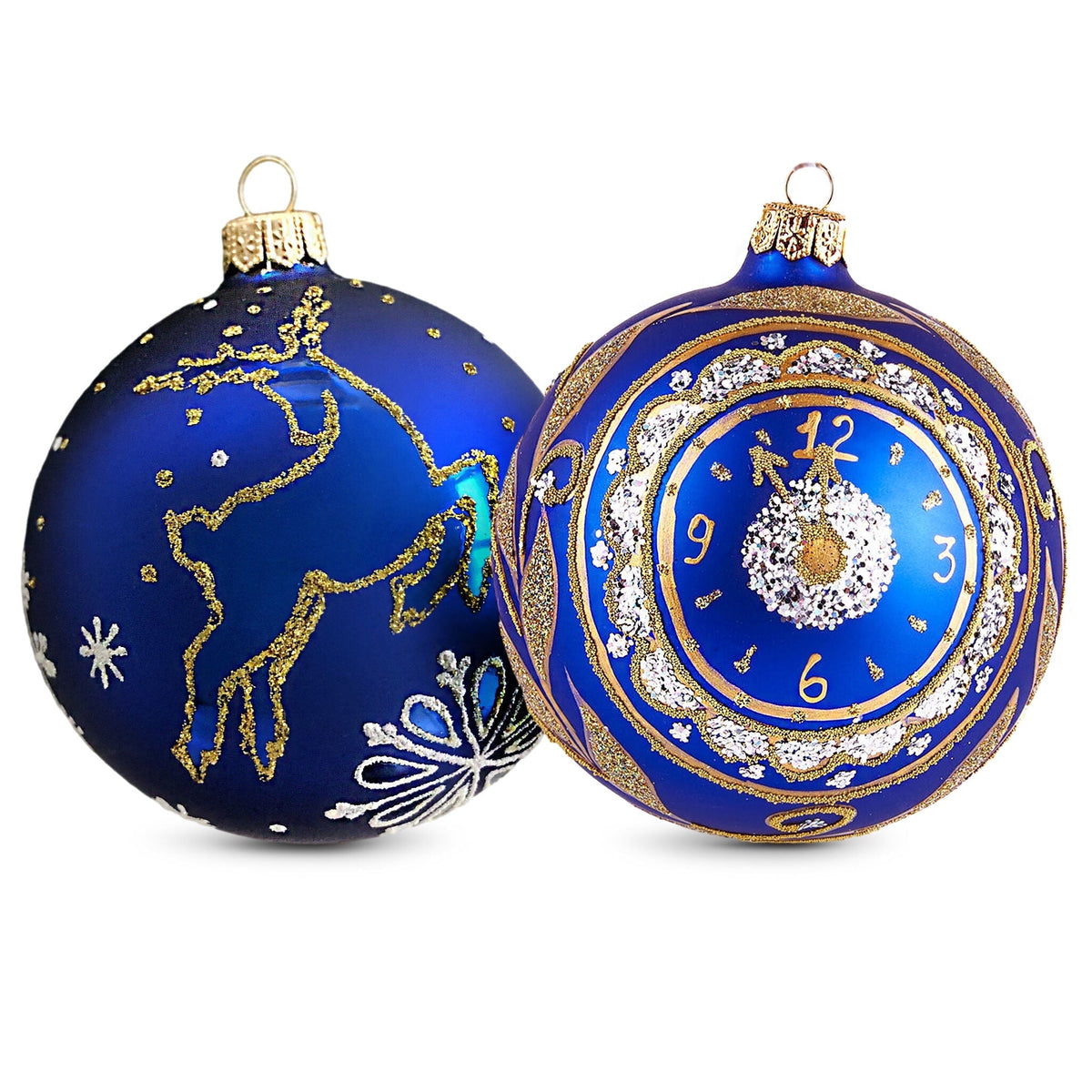 STPgoods Vintage Lanterns Glass Christmas Ball Ornament Set 2 Pcs 3.94" Hand-Painted Christmas Tree Ornaments Christmas Tree Hanging Decoration, Blue Pink