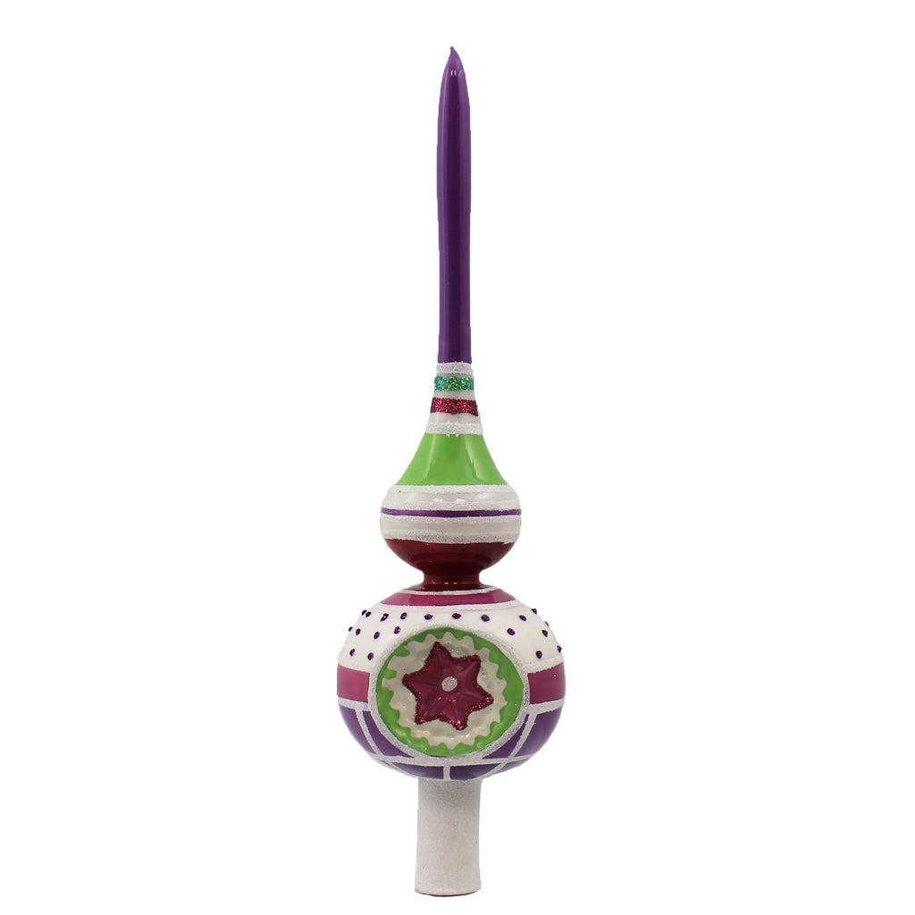 Santa Land 12.00In Visions Of Candyland Finial, Glass, Tree Topper Christmas 20M2010