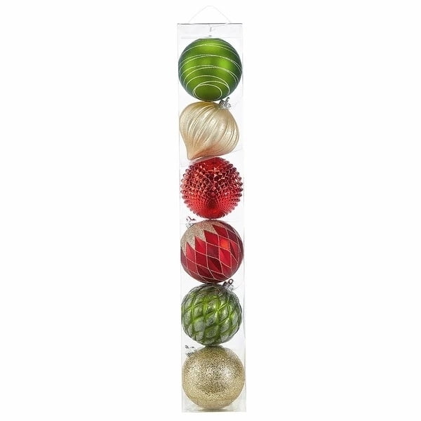 CG Hunter Holiday 6-Piece Shatter Resistant 6-inch Ornaments Red/Green