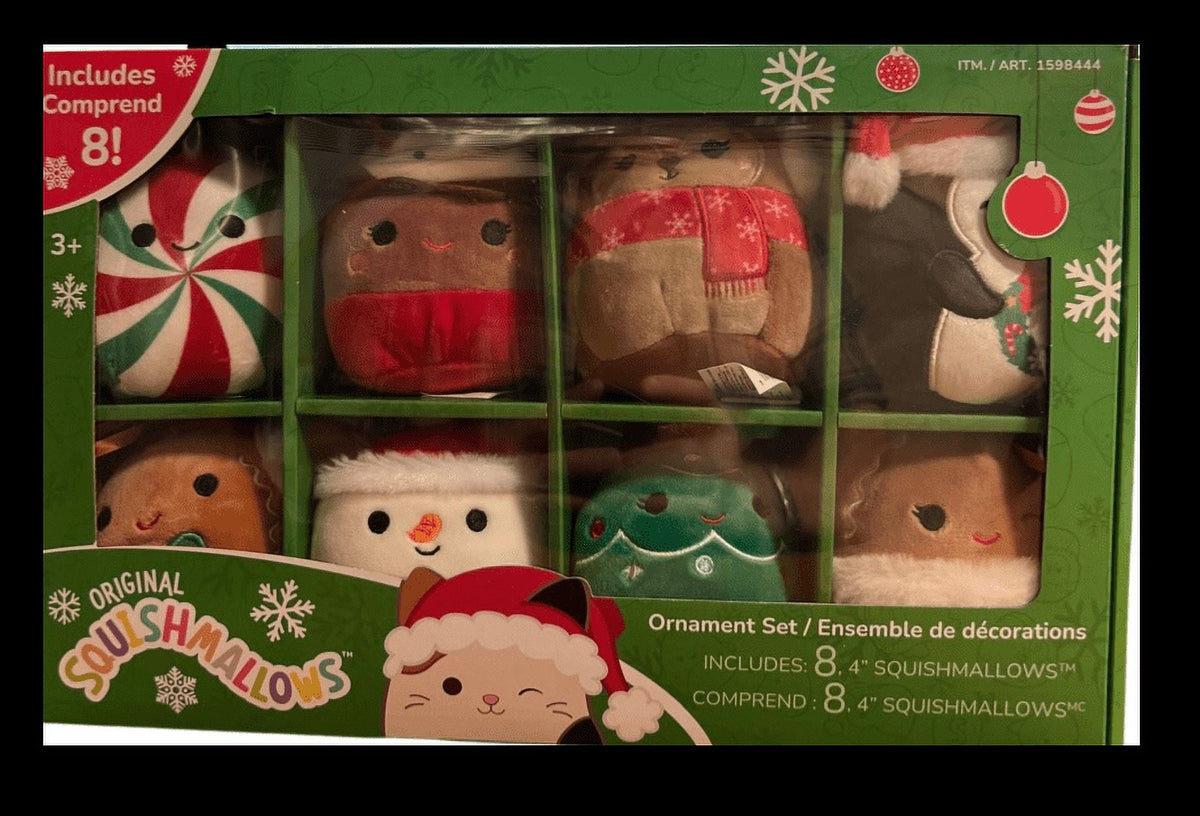 Squishmallows Christmas Ornaments 4-inch 8-Piece Mini Plush 2023