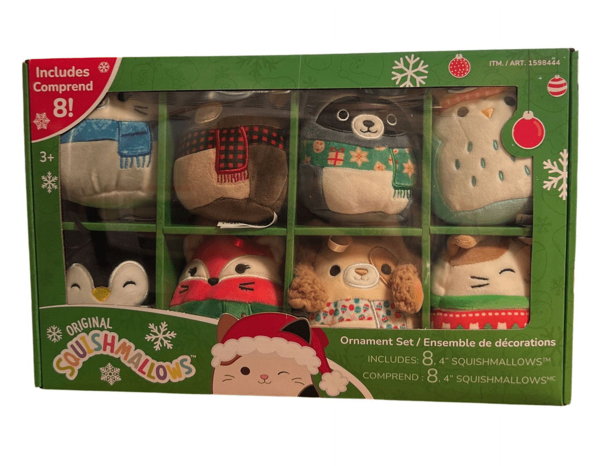 Squishmallows Christmas Ornaments 4-inch 8-Piece Mini Plush 2023