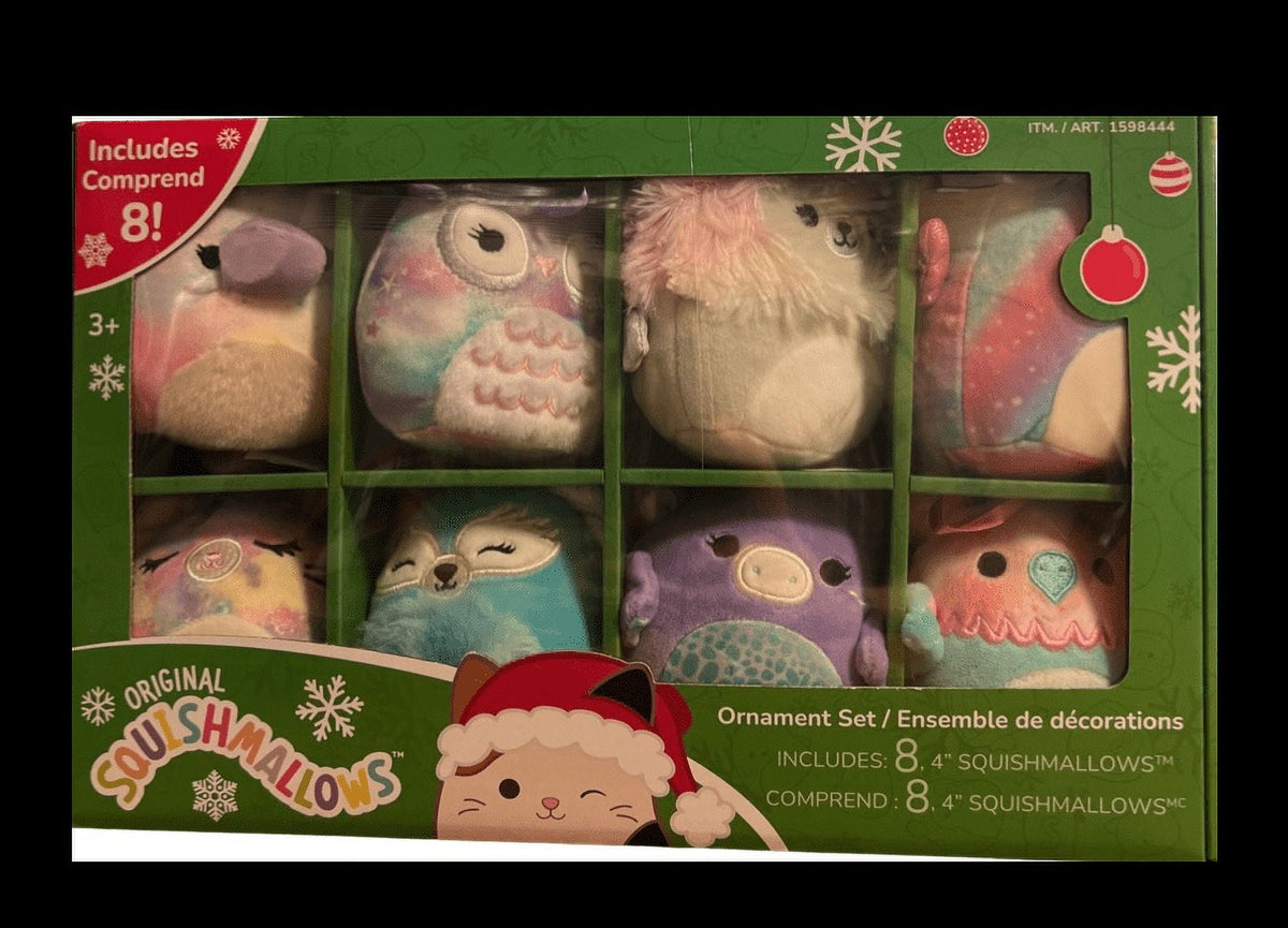 Squishmallows Christmas Ornaments 4-inch 8-Piece Mini Plush 2023