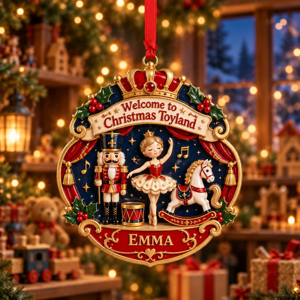 Storybook Christmas Ornament Nutcracker Ballerina Toyland