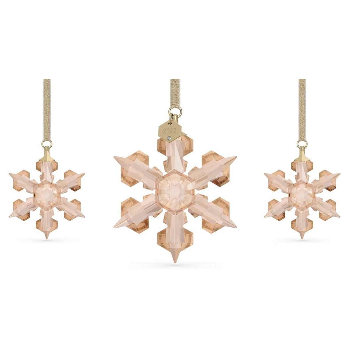 Swarovski Crystal Festive Annual Edition 2022 Ornament Set, Gold Tone, 5634890
