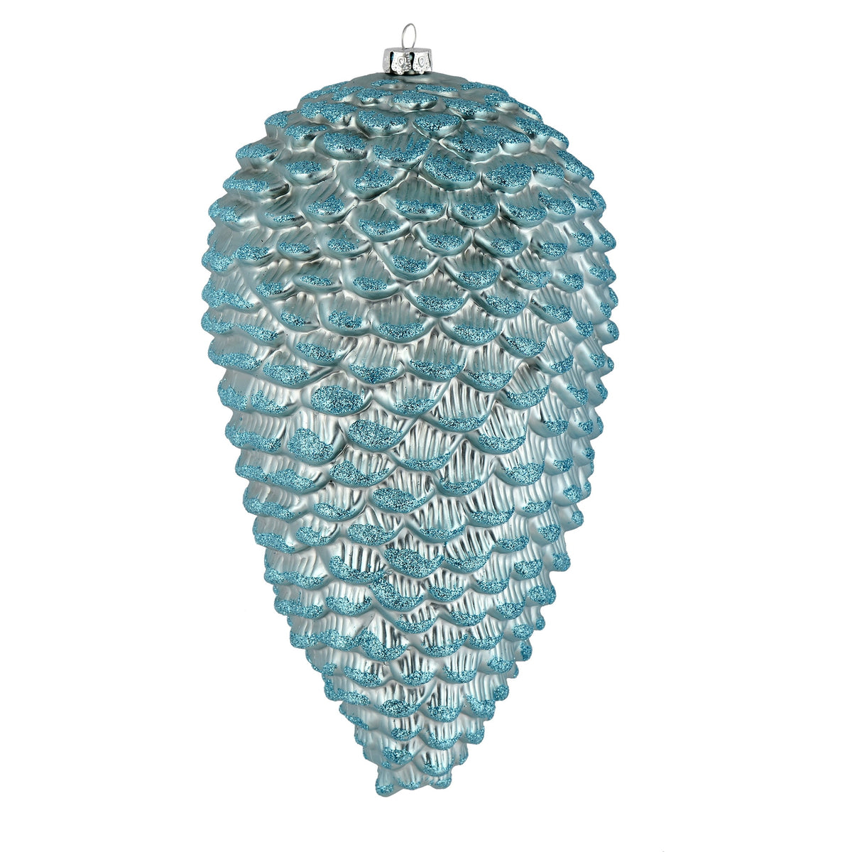 Vickerman 10" White Matte Glitter Pinecone Christmas Ornament, Pack of 2