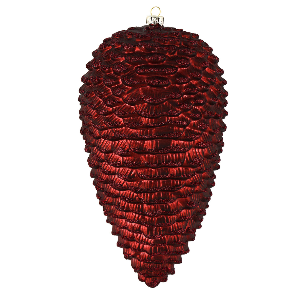 Vickerman 10" White Matte Glitter Pinecone Christmas Ornament, Pack of 2