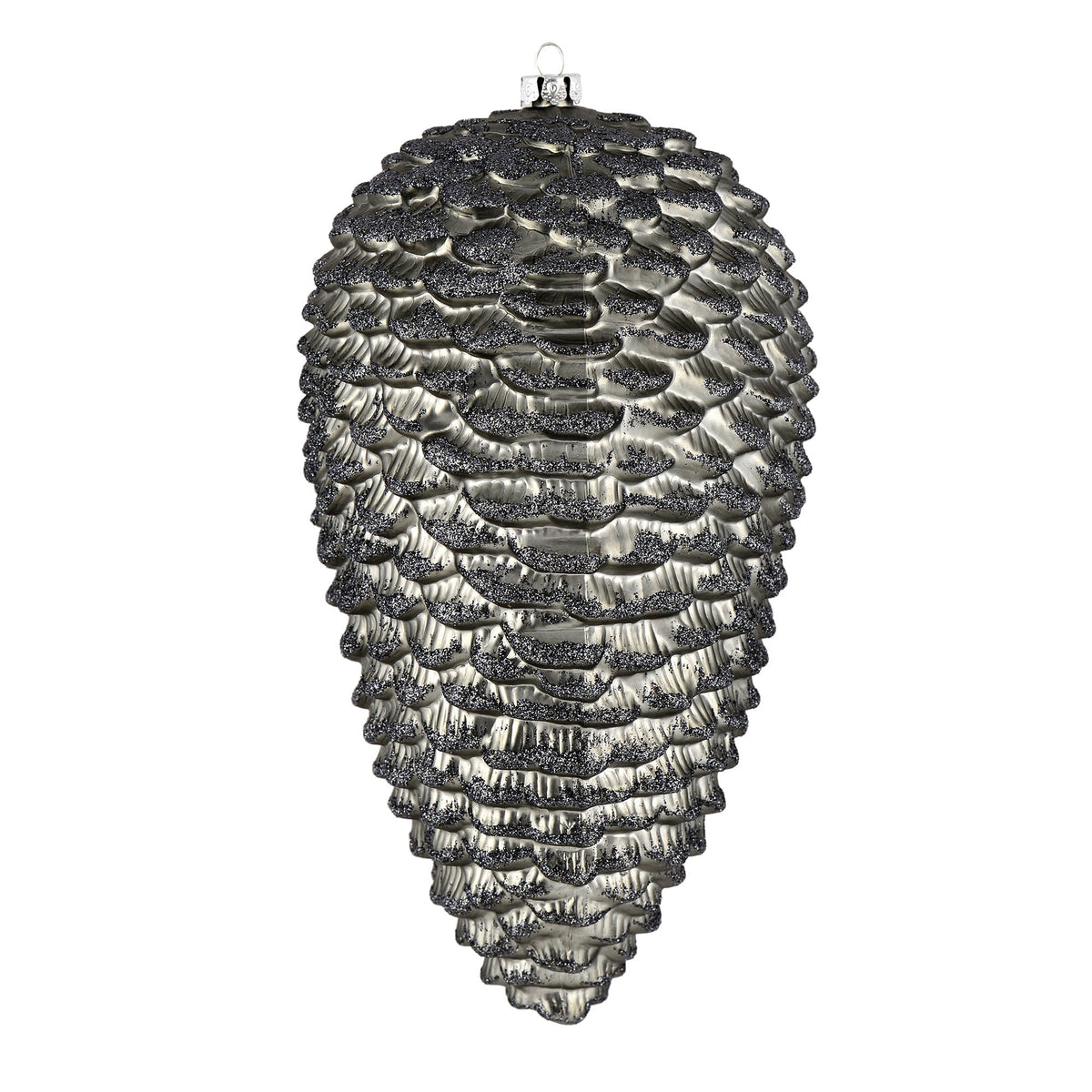 Vickerman 10" White Matte Glitter Pinecone Christmas Ornament, Pack of 2
