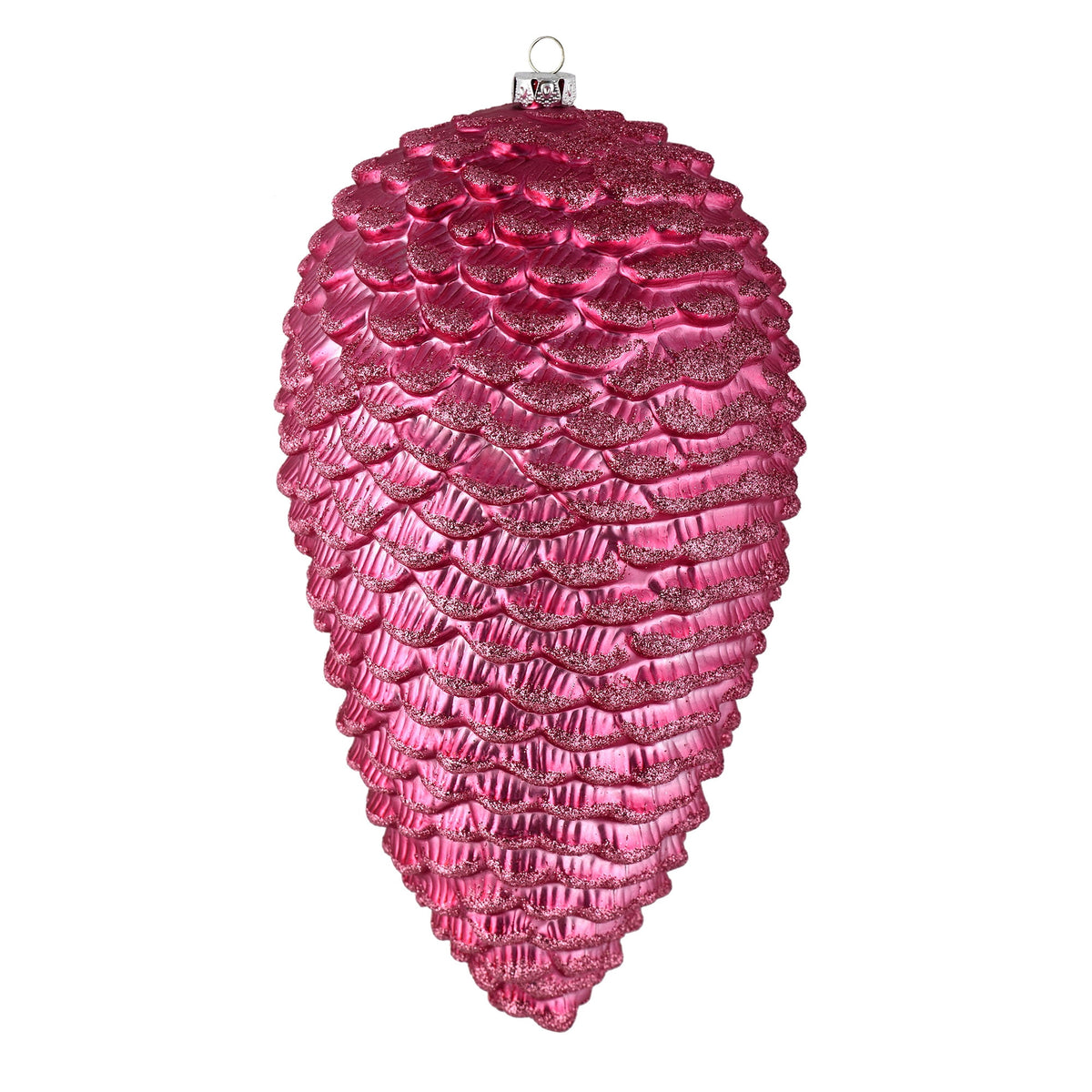 Vickerman 10" White Matte Glitter Pinecone Christmas Ornament, Pack of 2