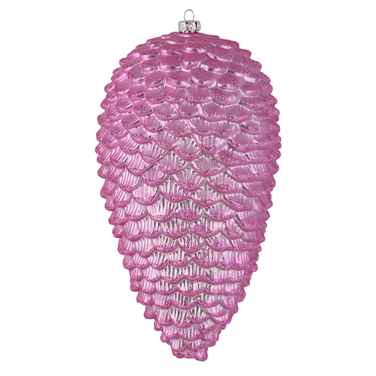 Vickerman 10" White Matte Glitter Pinecone Christmas Ornament, Pack of 2