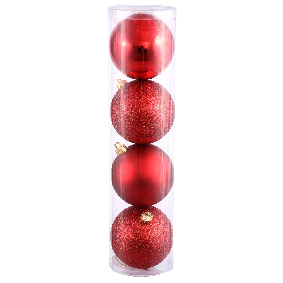 Vickerman 10" Berry Red 4-Finish Ball Ornament Assortment, 4 per Bag