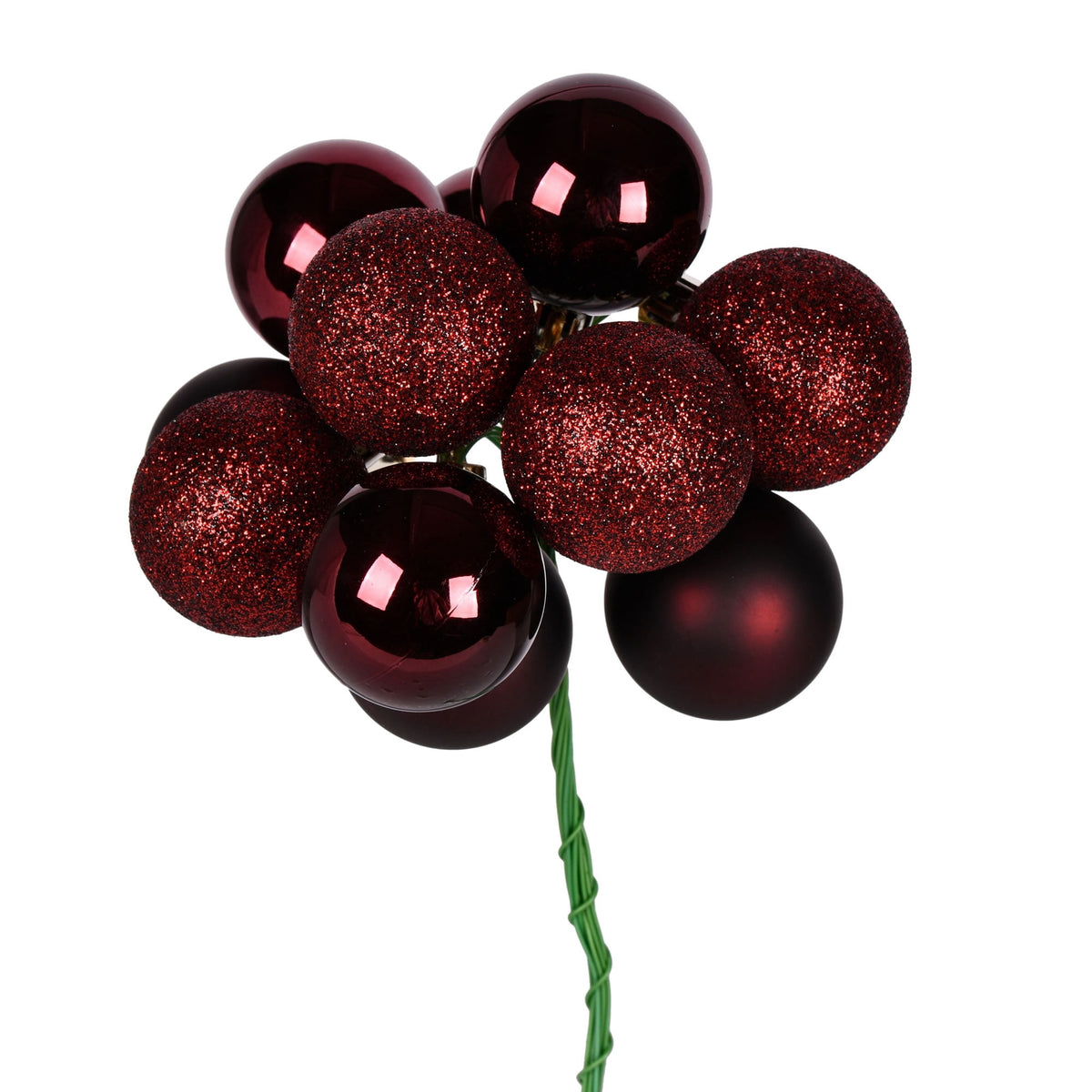 Vickerman 12" Burgundy Ball Ornament Christmas Pick, 4 per set