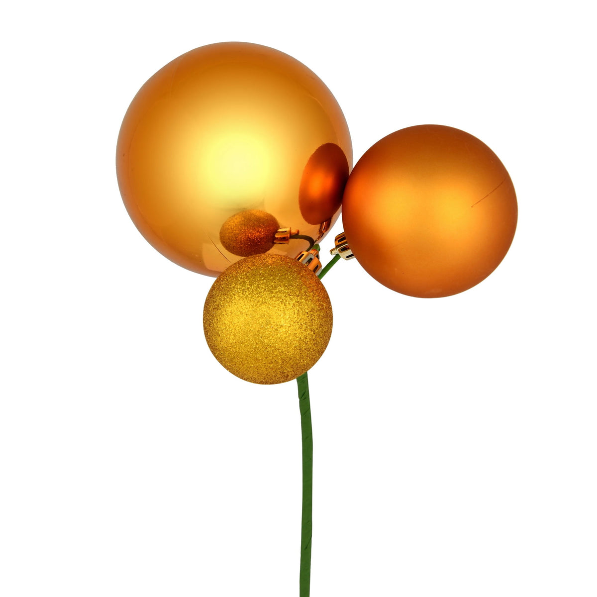 Vickerman 18" Honey Gold Orn Pick 3 per Bag. Features shiny, matte and glitter ornaments.