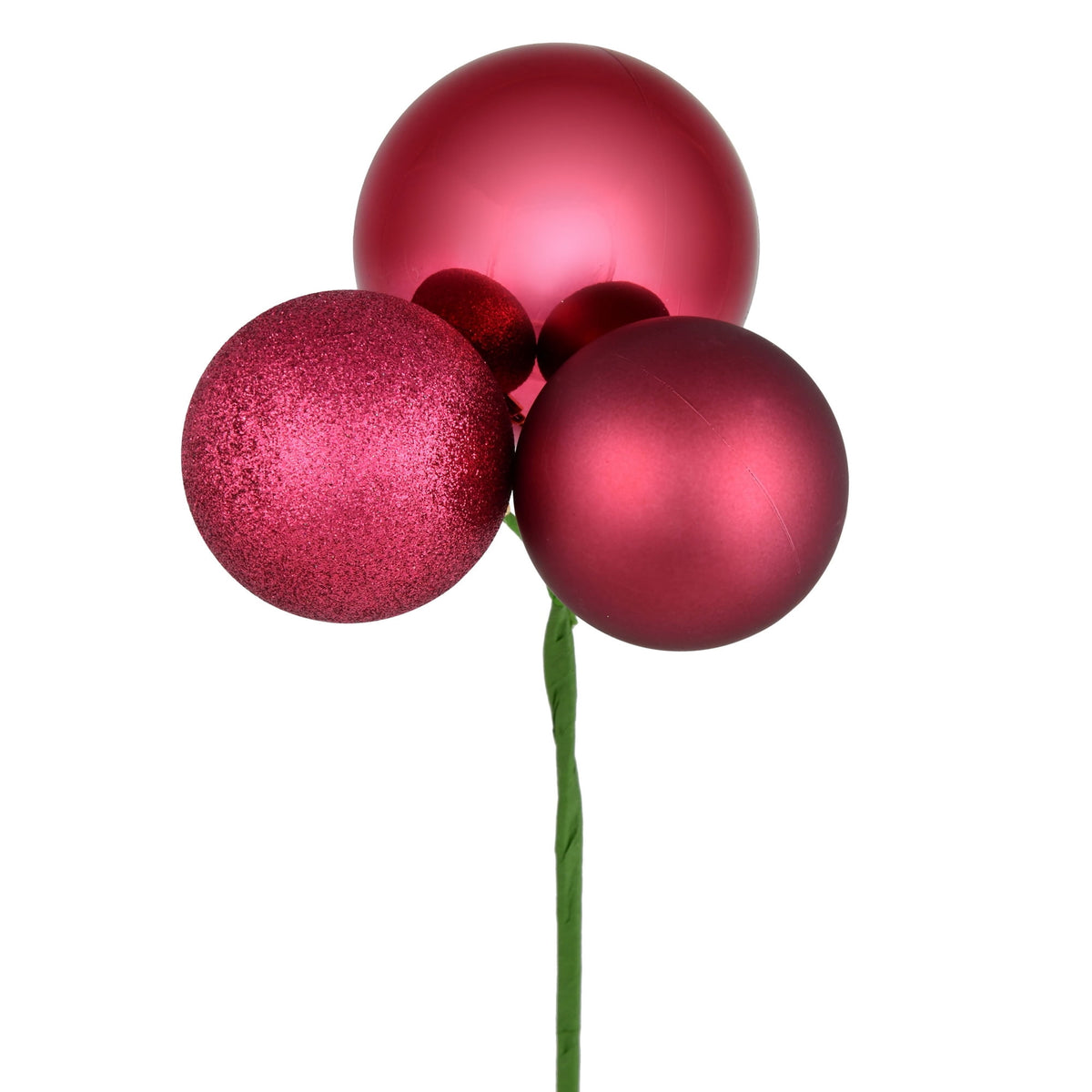 Vickerman 18" Coral Ball Ornament Christmas Pick, 4 per set