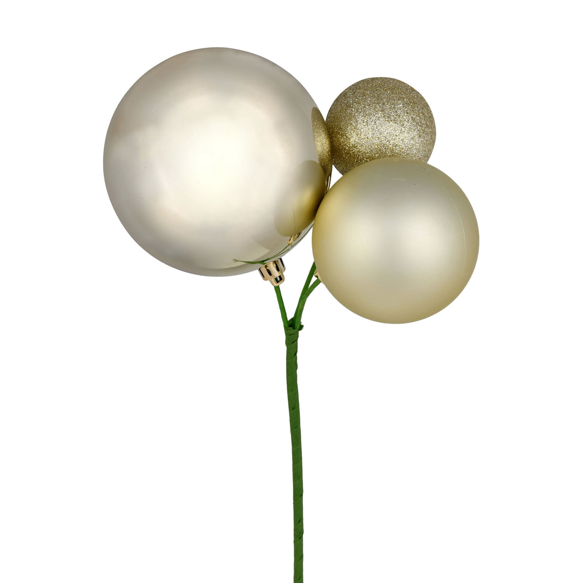 Vickerman 18" Honey Gold Orn Pick 3 per Bag. Features shiny, matte and glitter ornaments.