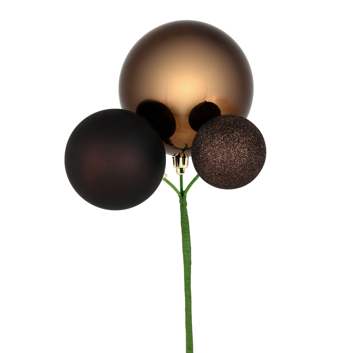 Vickerman 18" Honey Gold Orn Pick 3 per Bag. Features shiny, matte and glitter ornaments.