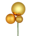 Vickerman 18" Honey Gold Orn Pick 3 per Bag. Features shiny, matte and glitter ornaments.