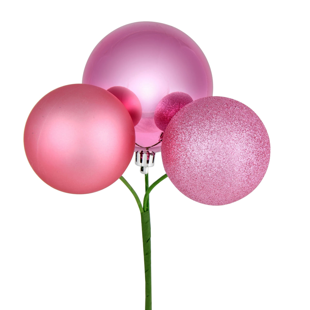 Vickerman 18" Coral Ball Ornament Christmas Pick, 4 per set