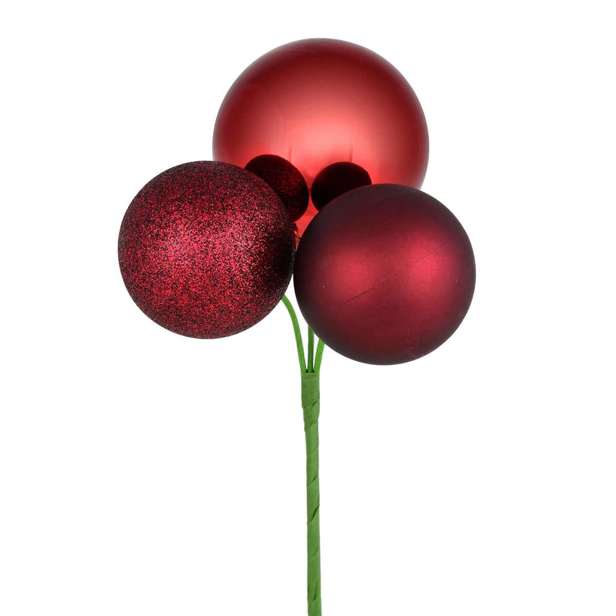 Vickerman 18" Coral Ball Ornament Christmas Pick, 4 per set