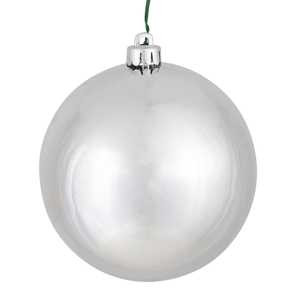 Vickerman 2.4" Christmas Ornament Ball, Silver Shiny Finish, Shatterproof Plastic, UV Resistant, Holiday Christmas Tree Decoration, 24 Pack
