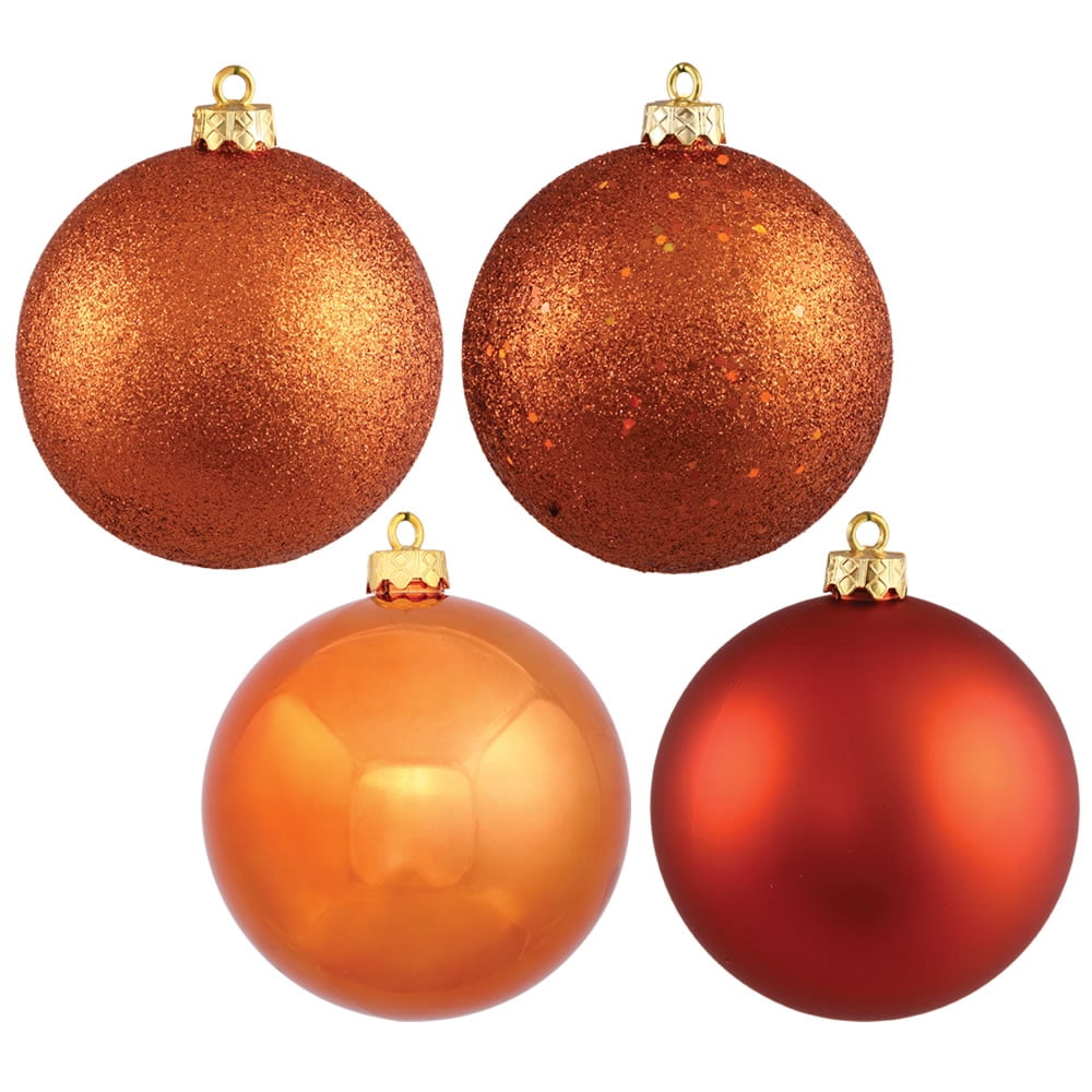 Vickerman 2.75" Burnished Orange 4-Finish Ball Ornament Assortment, 20 per Box