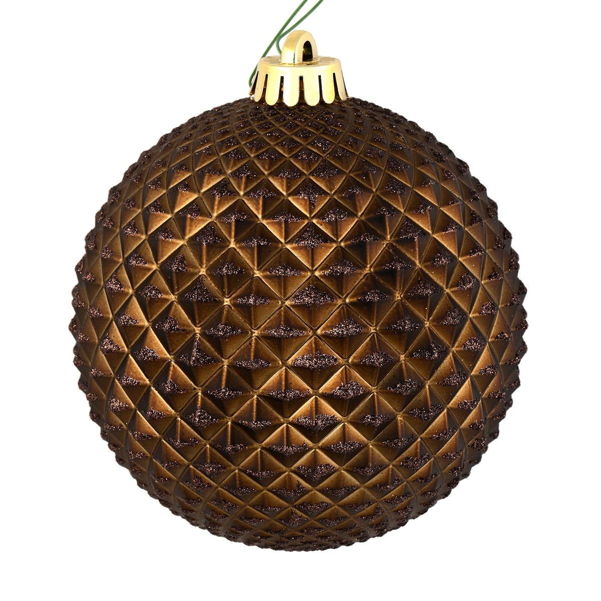 Vickerman 6" Olive Durian Glitter Ball Ornament, 4 per Bag