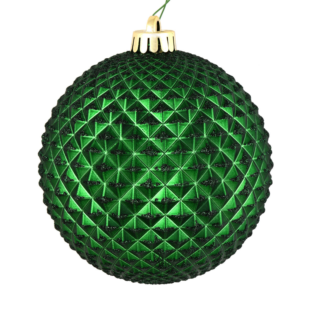 Vickerman 6" Olive Durian Glitter Ball Ornament, 4 per Bag
