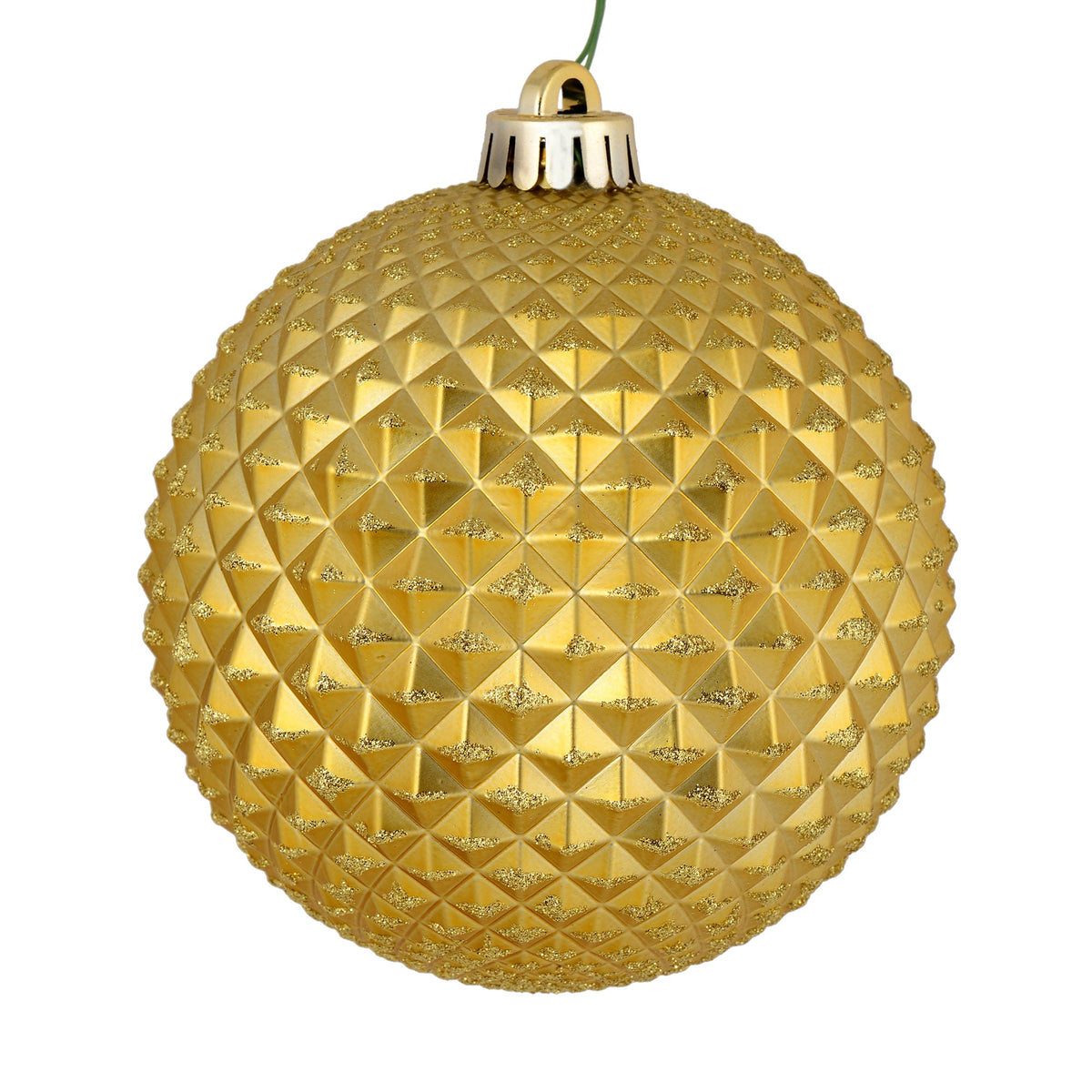 Vickerman 6" Olive Durian Glitter Ball Ornament, 4 per Bag