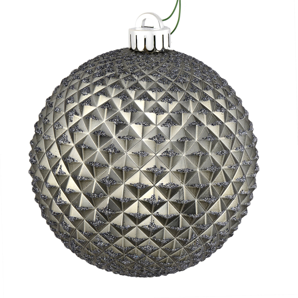 Vickerman 6" Olive Durian Glitter Ball Ornament, 4 per Bag