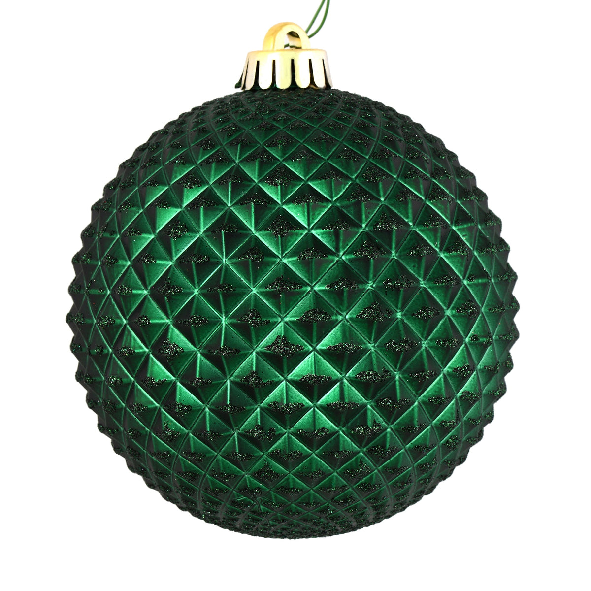 Vickerman 6" Olive Durian Glitter Ball Ornament, 4 per Bag