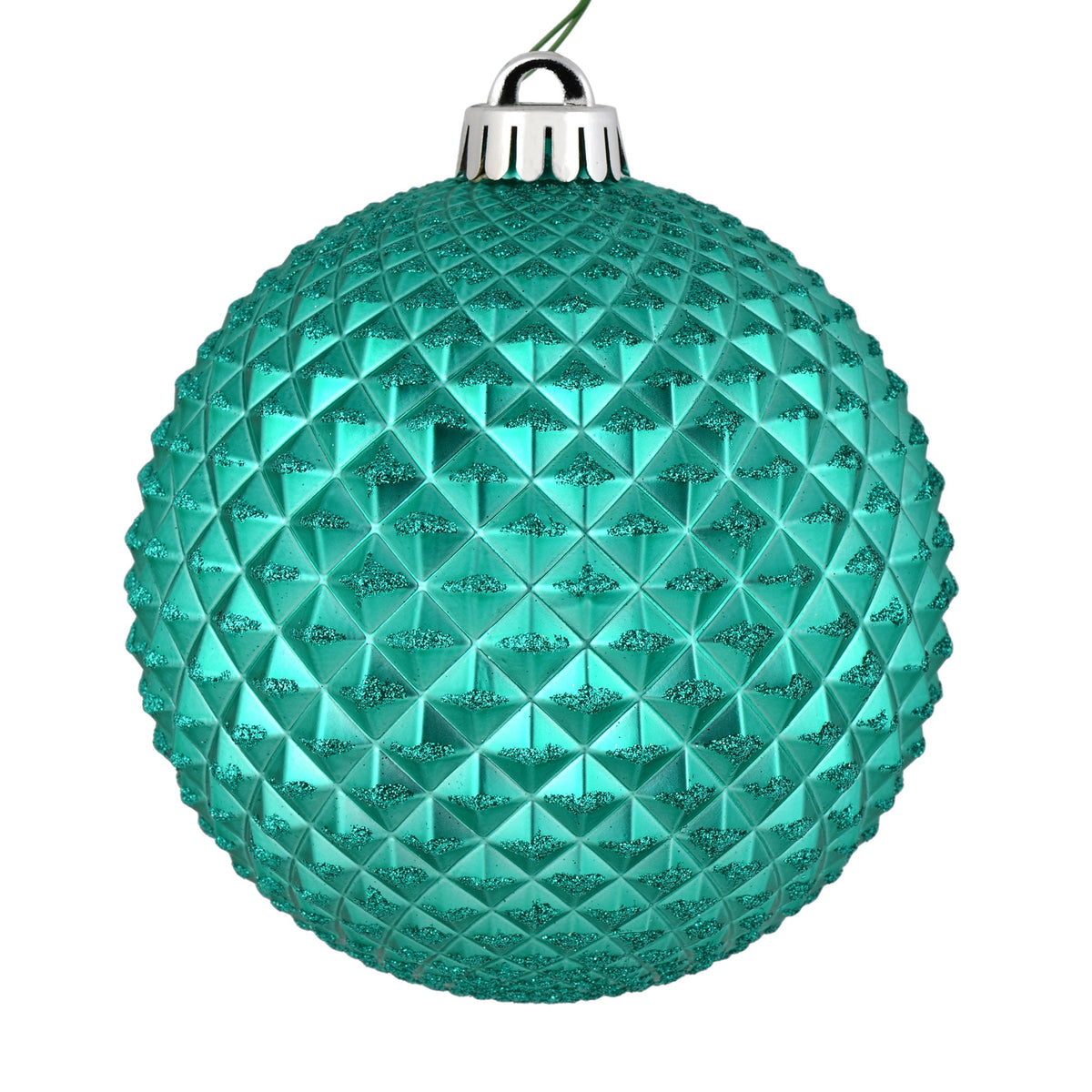 Vickerman 6" Olive Durian Glitter Ball Ornament, 4 per Bag
