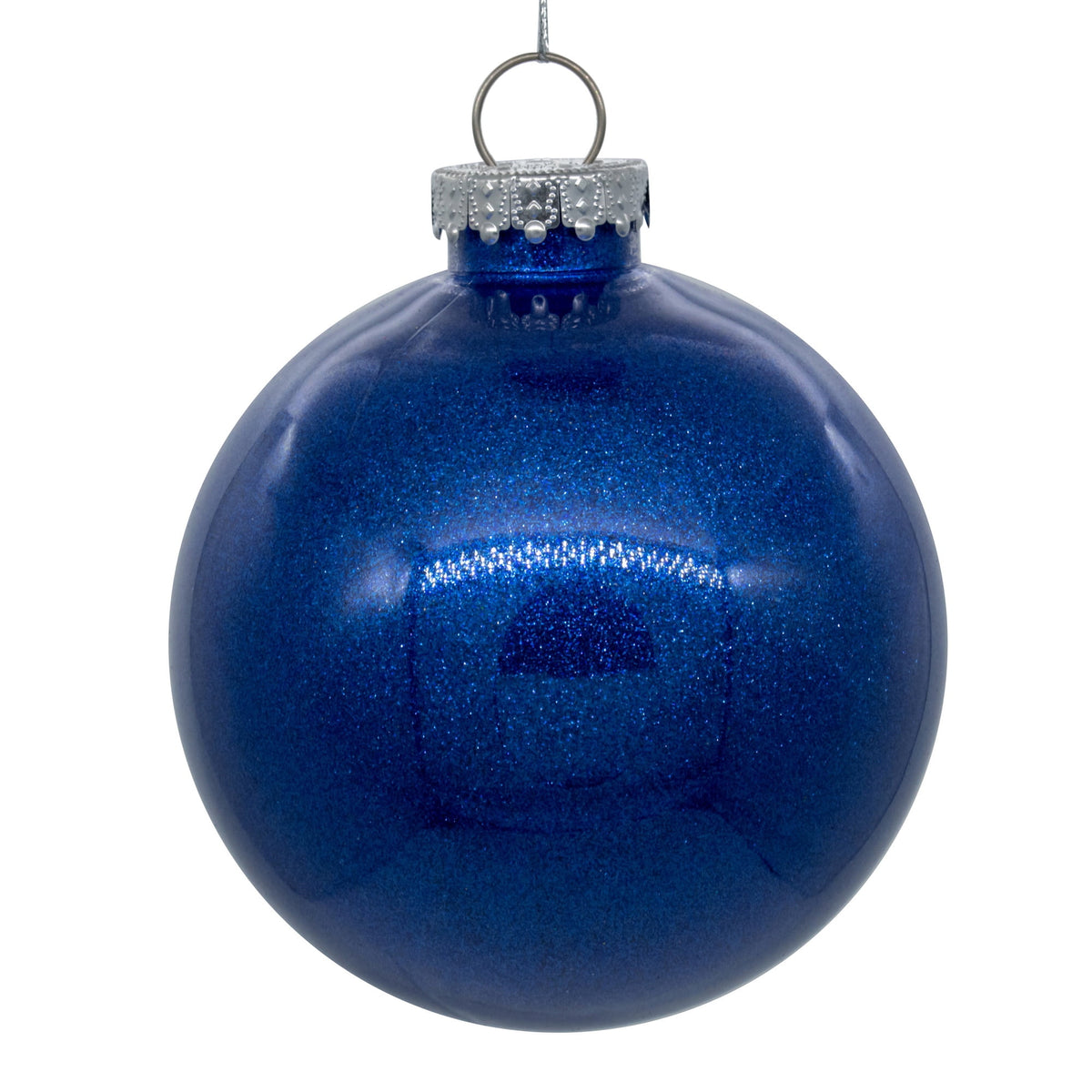 Vickerman 6" Clear Ball Christmas Ornament with Turquoise Glitter Interior, 4 Pieces per bag