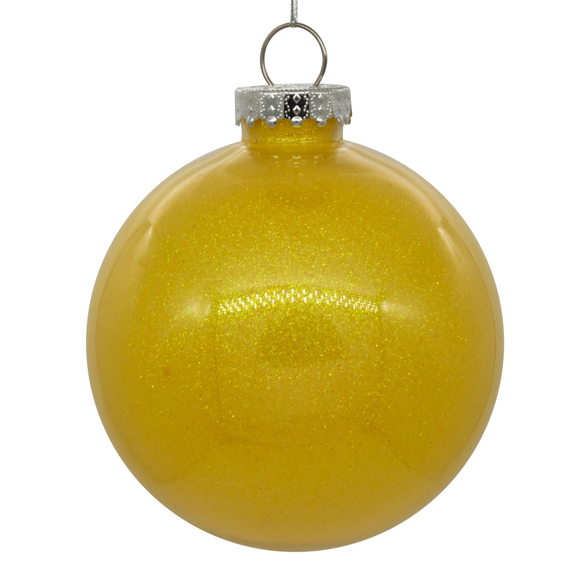 Vickerman 6" Clear Ball Christmas Ornament with Turquoise Glitter Interior, 4 Pieces per bag
