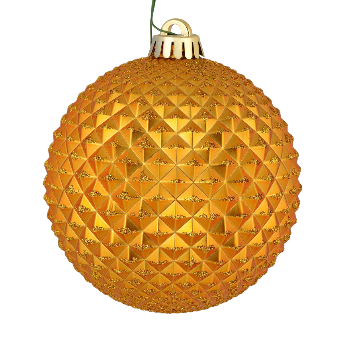 Vickerman 6" Olive Durian Glitter Ball Ornament, 4 per Bag