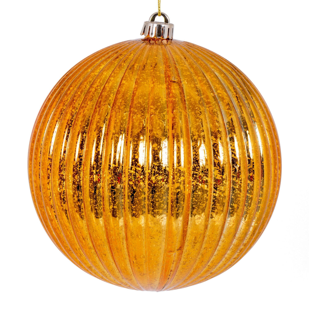 Vickerman 4" Chocolate Shiny Lined Mercury Ball Ornament, 6 per bag.