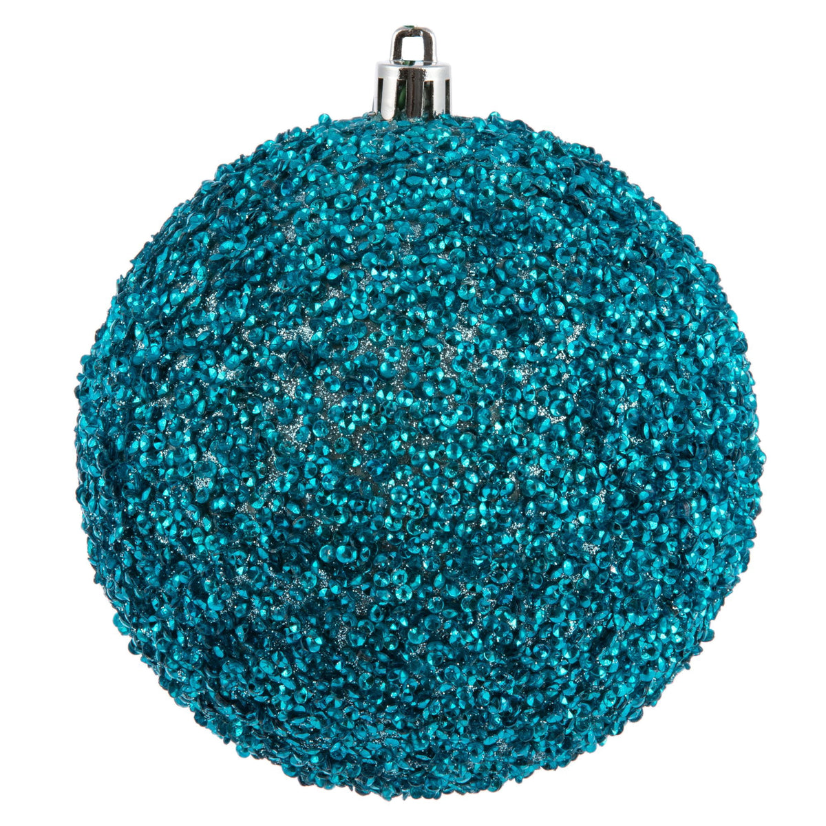 Vickerman 6" Turquoise Beaded Ball Ornament, 4 per Bag