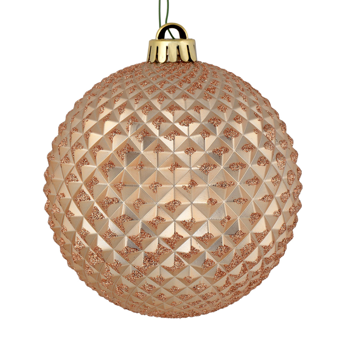 Vickerman 6" Olive Durian Glitter Ball Ornament, 4 per Bag