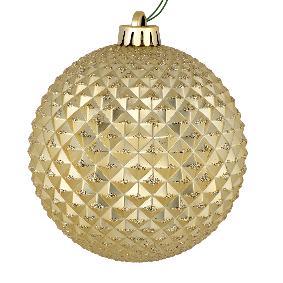 Vickerman 6" Olive Durian Glitter Ball Ornament, 4 per Bag