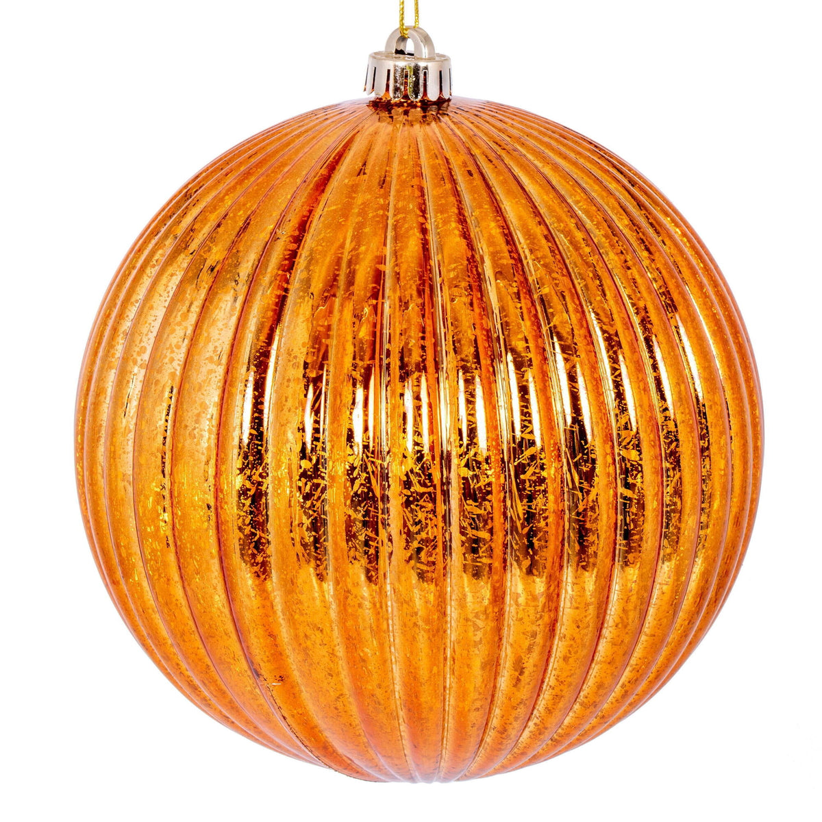 Vickerman 4" Chocolate Shiny Lined Mercury Ball Ornament, 6 per bag.