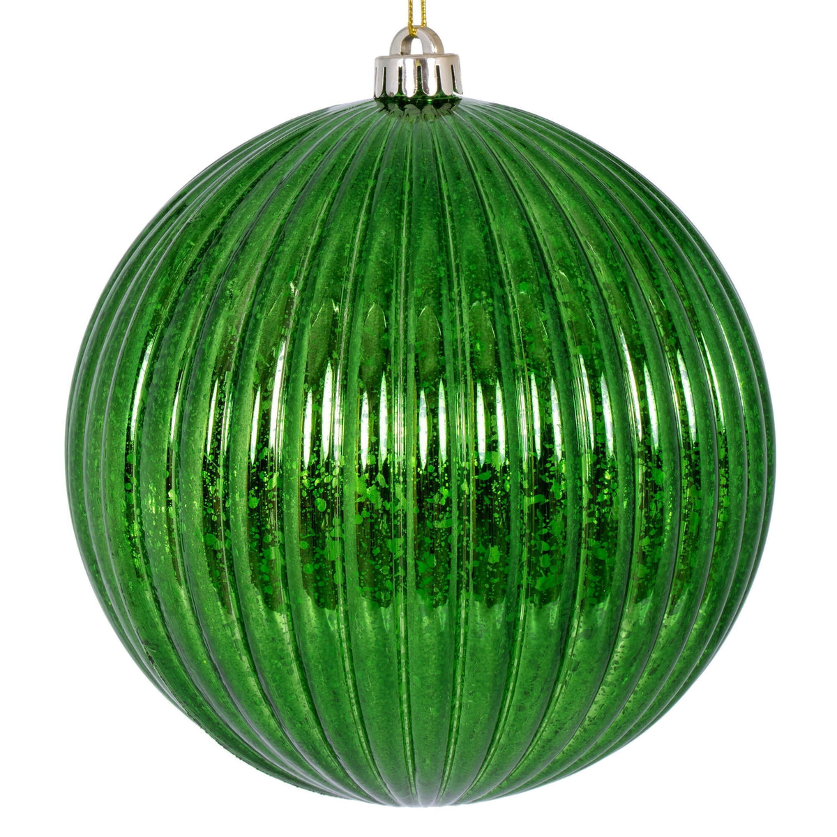 Vickerman 4" Chocolate Shiny Lined Mercury Ball Ornament, 6 per bag.