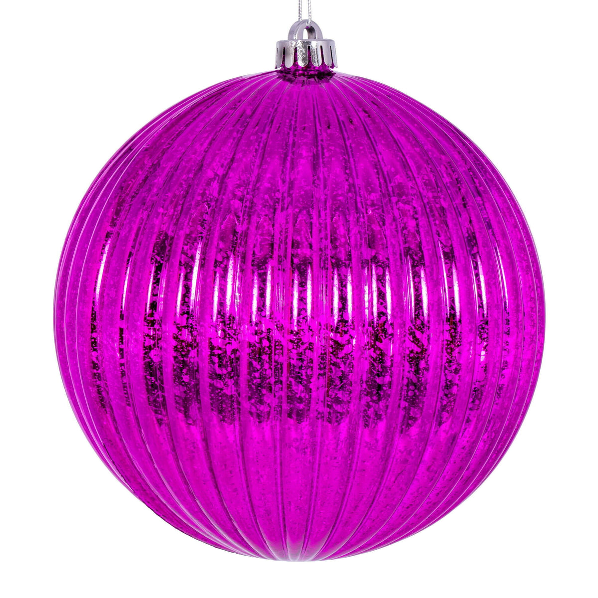 Vickerman 4" Chocolate Shiny Lined Mercury Ball Ornament, 6 per bag.