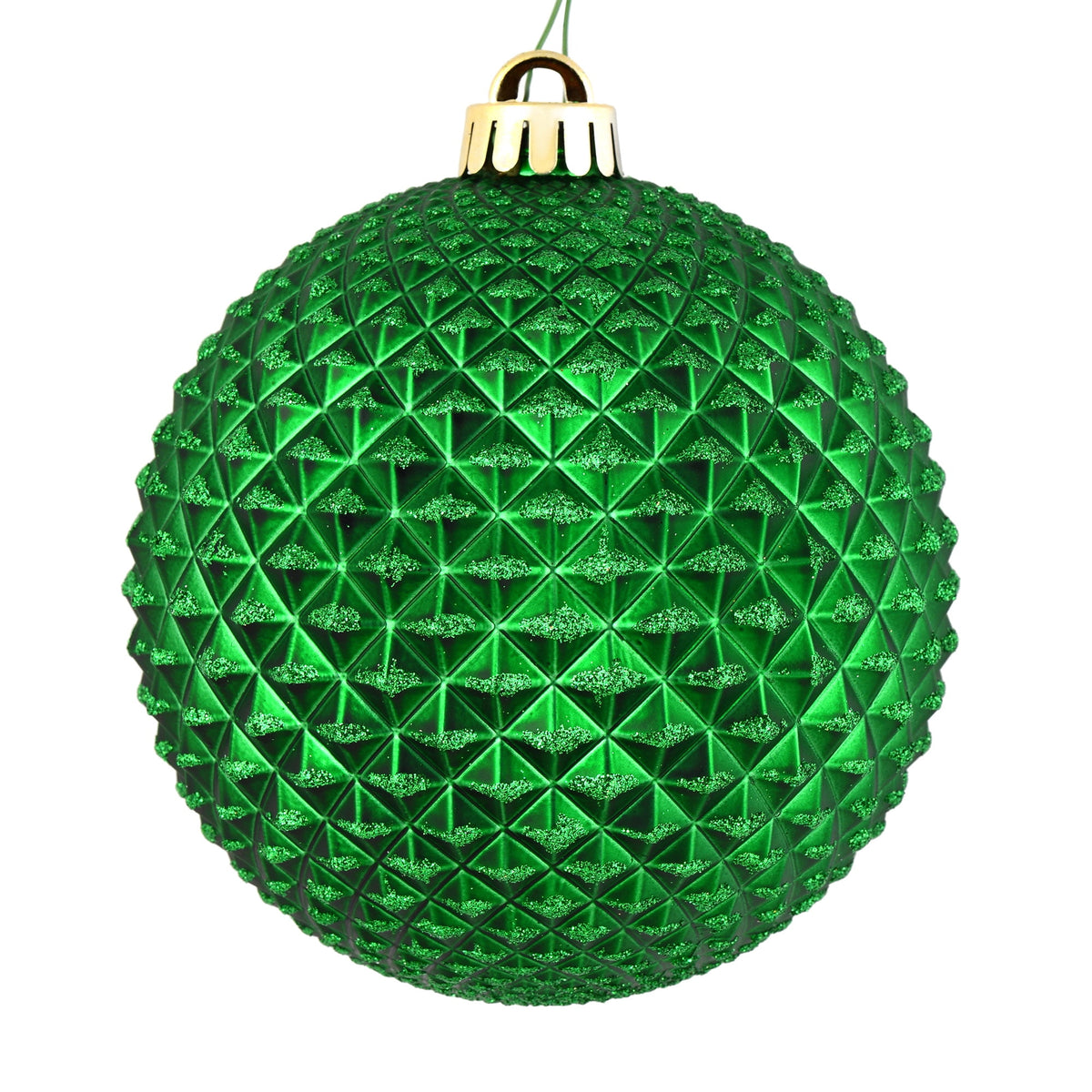 Vickerman 6" Olive Durian Glitter Ball Ornament, 4 per Bag