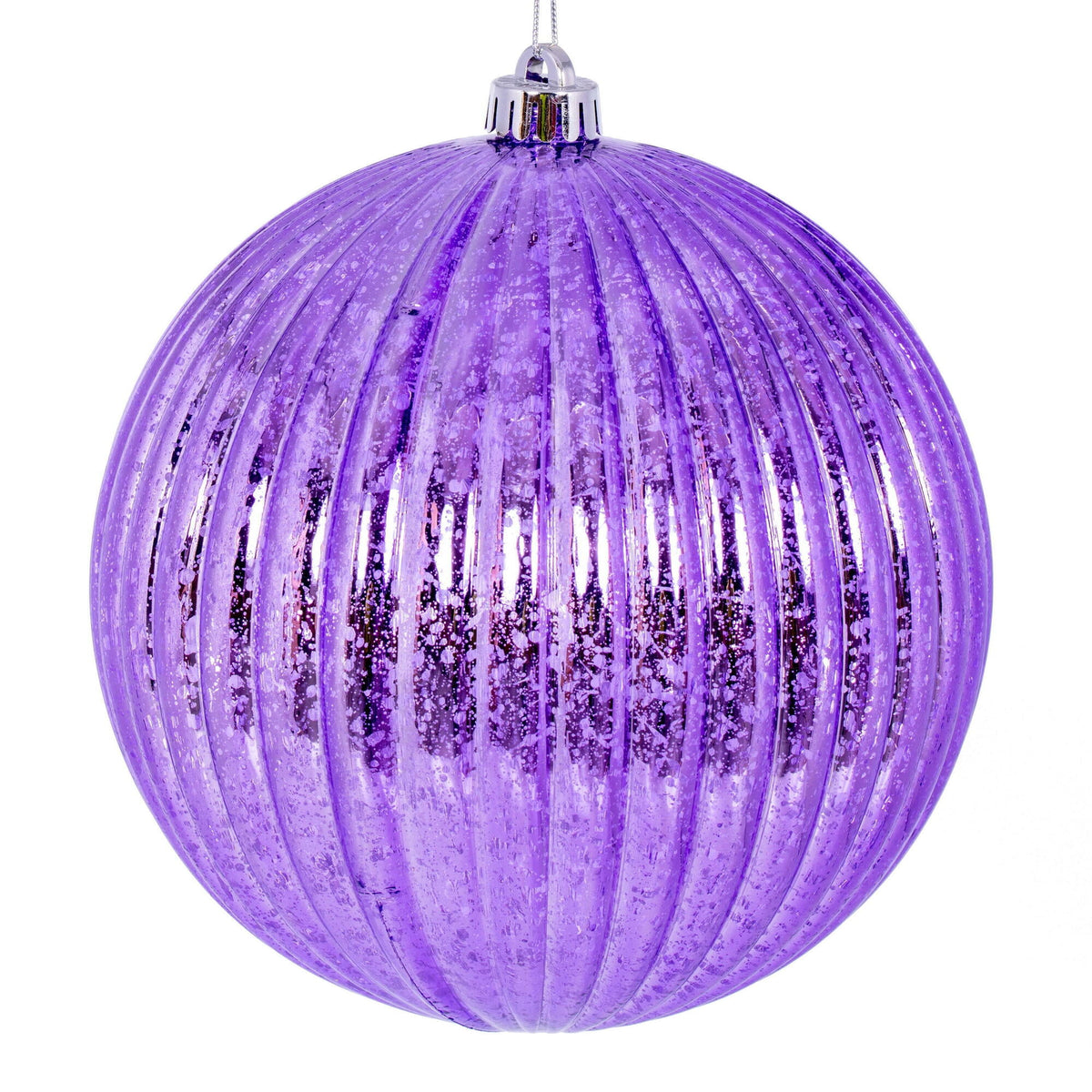 Vickerman 4" Chocolate Shiny Lined Mercury Ball Ornament, 6 per bag.