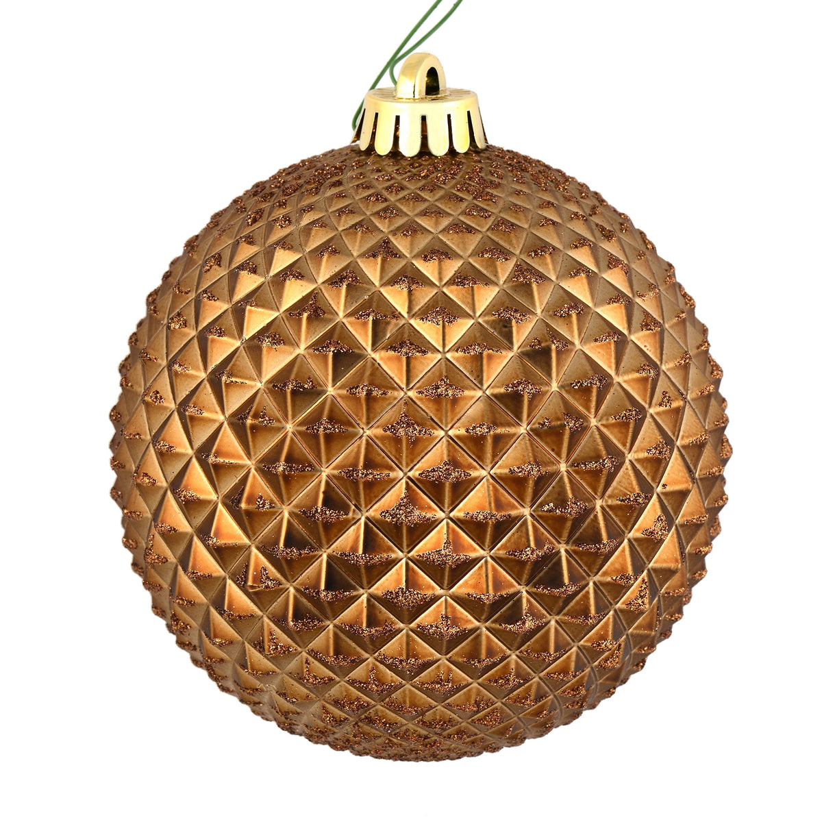 Vickerman 6" Olive Durian Glitter Ball Ornament, 4 per Bag
