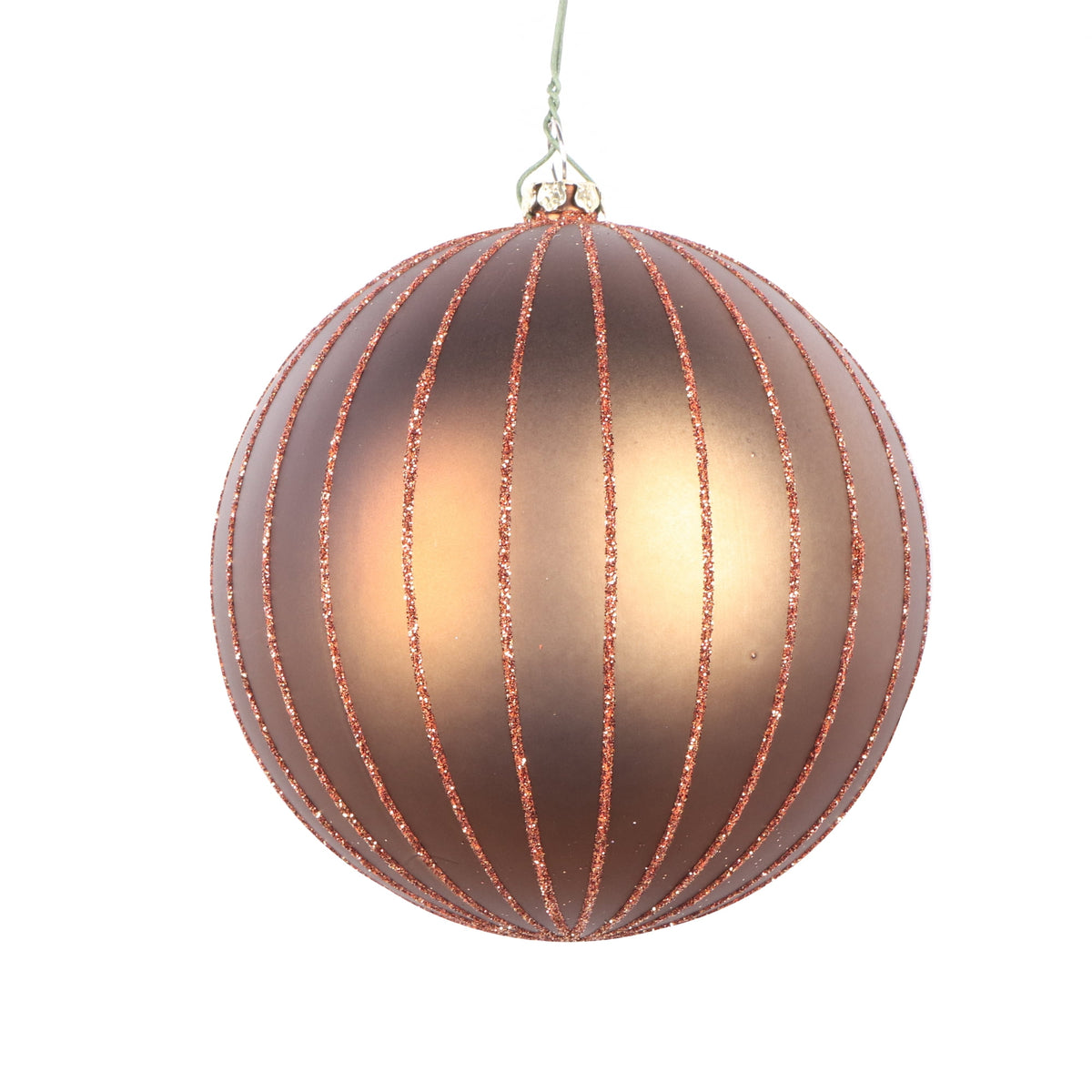 Vickerman 6" Rose Gold Matte Glitter Ball Christmas Ornament, 2 pieces per bag