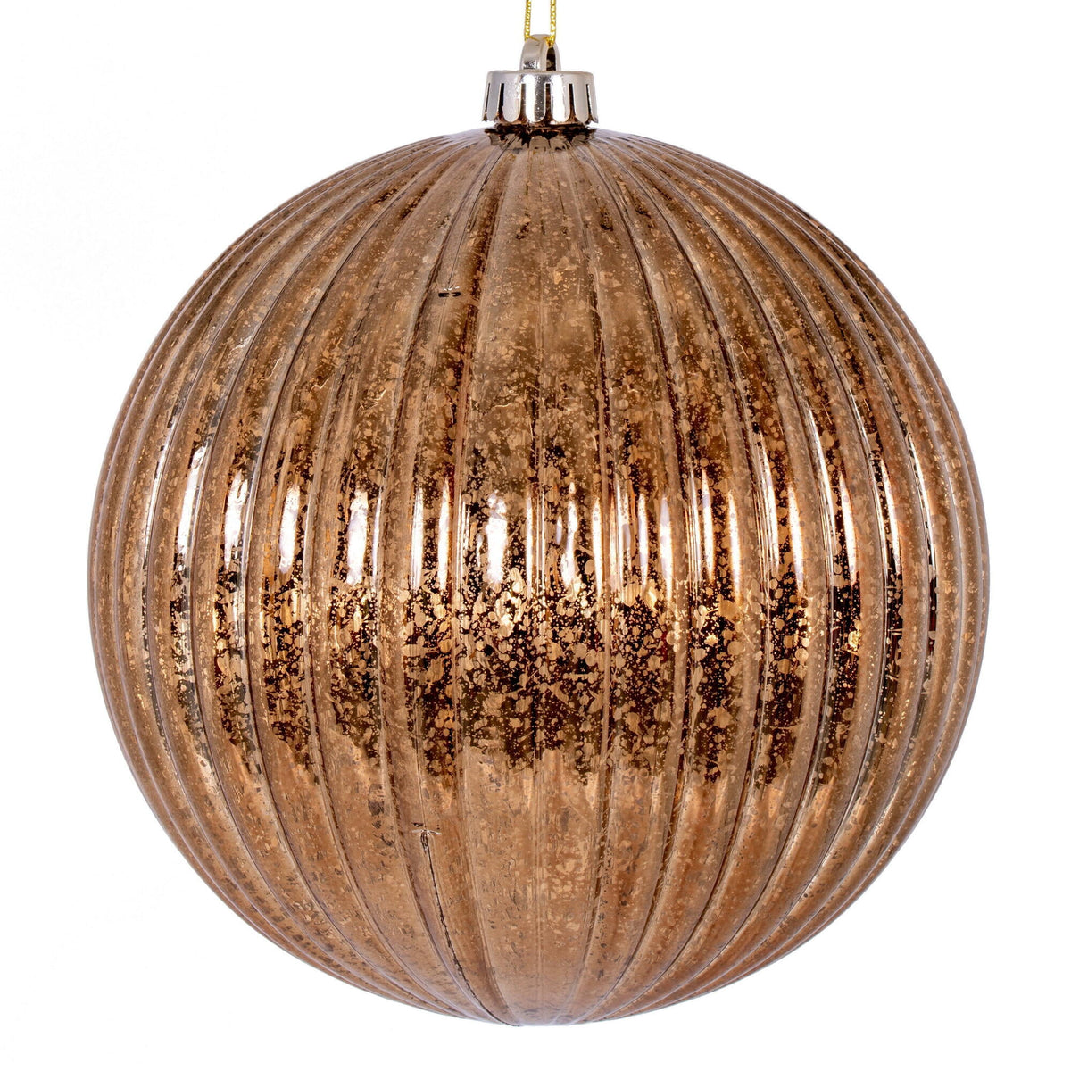 Vickerman 4" Chocolate Shiny Lined Mercury Ball Ornament, 6 per bag.