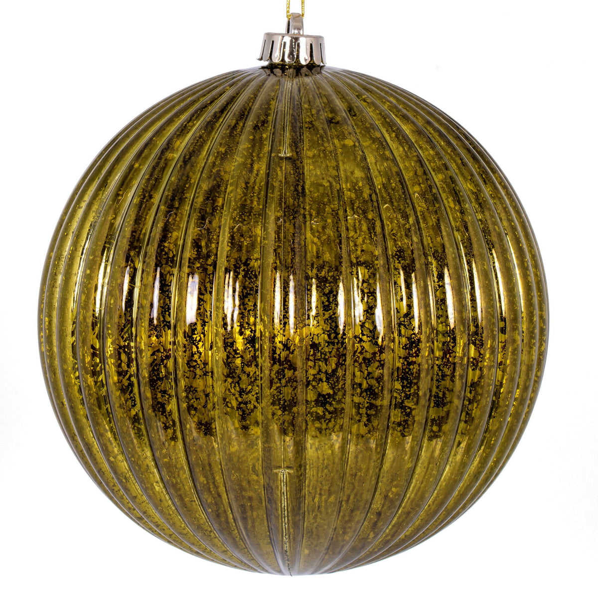 Vickerman 4" Chocolate Shiny Lined Mercury Ball Ornament, 6 per bag.