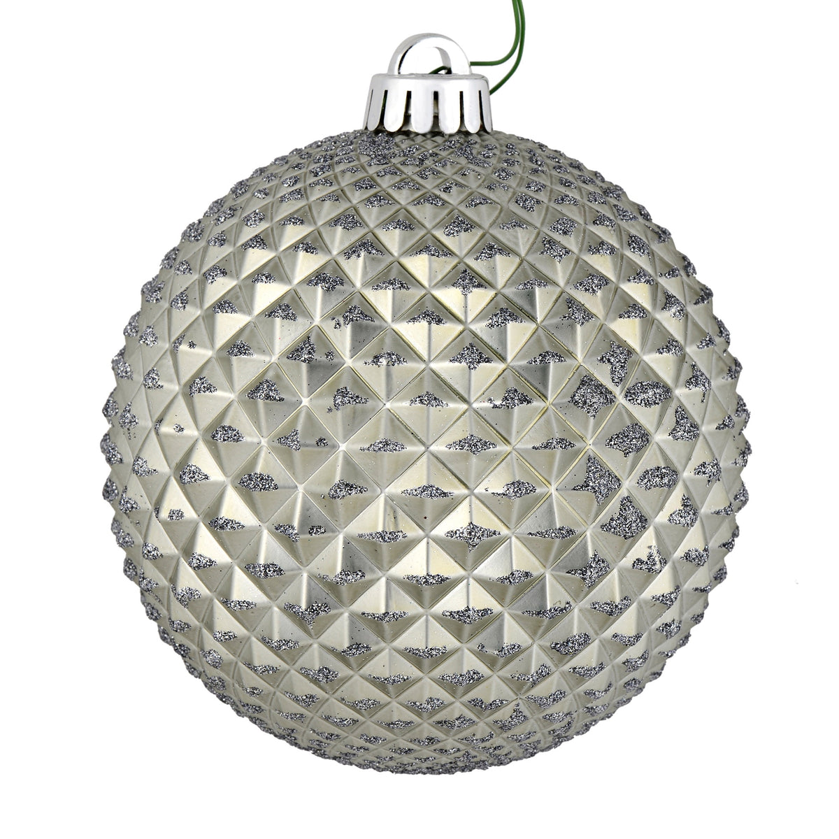 Vickerman 6" Olive Durian Glitter Ball Ornament, 4 per Bag